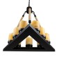 GloboStar® DOME 10001021 Vintage Κρεμαστό Φωτιστικό Ανάρτηση Πολύφωτο 9 x E27 Μαύρο Μέταλλο με Μπεζ Σχοινί - Μ68 x Π60 x Υ50cm