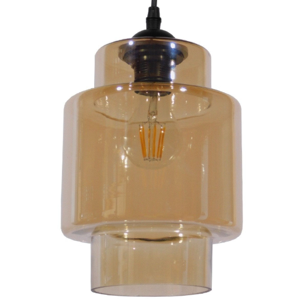 GloboStar® ASPEN 10001078 Vintage Κρεμαστό Φωτιστικό Ανάρτηση Μονόφωτο 1 x E27 IP20 Μελί Γυαλί - Μ18 x Π18 x Υ30cm