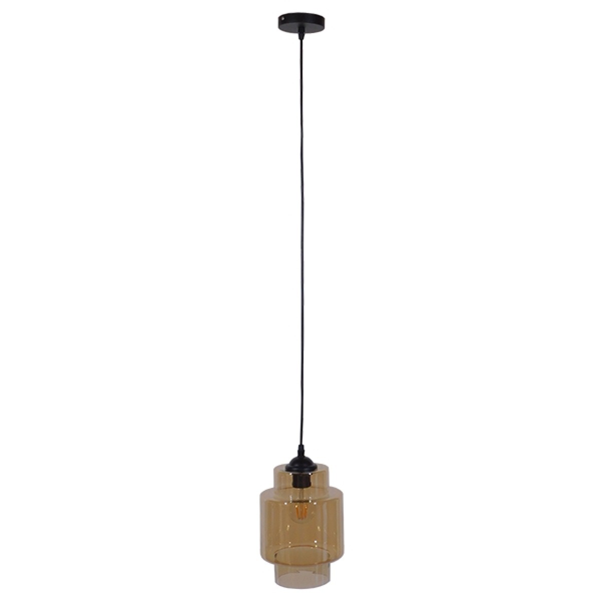 GloboStar® ASPEN 10001078 Vintage Κρεμαστό Φωτιστικό Ανάρτηση Μονόφωτο 1 x E27 IP20 Μελί Γυαλί - Μ18 x Π18 x Υ30cm