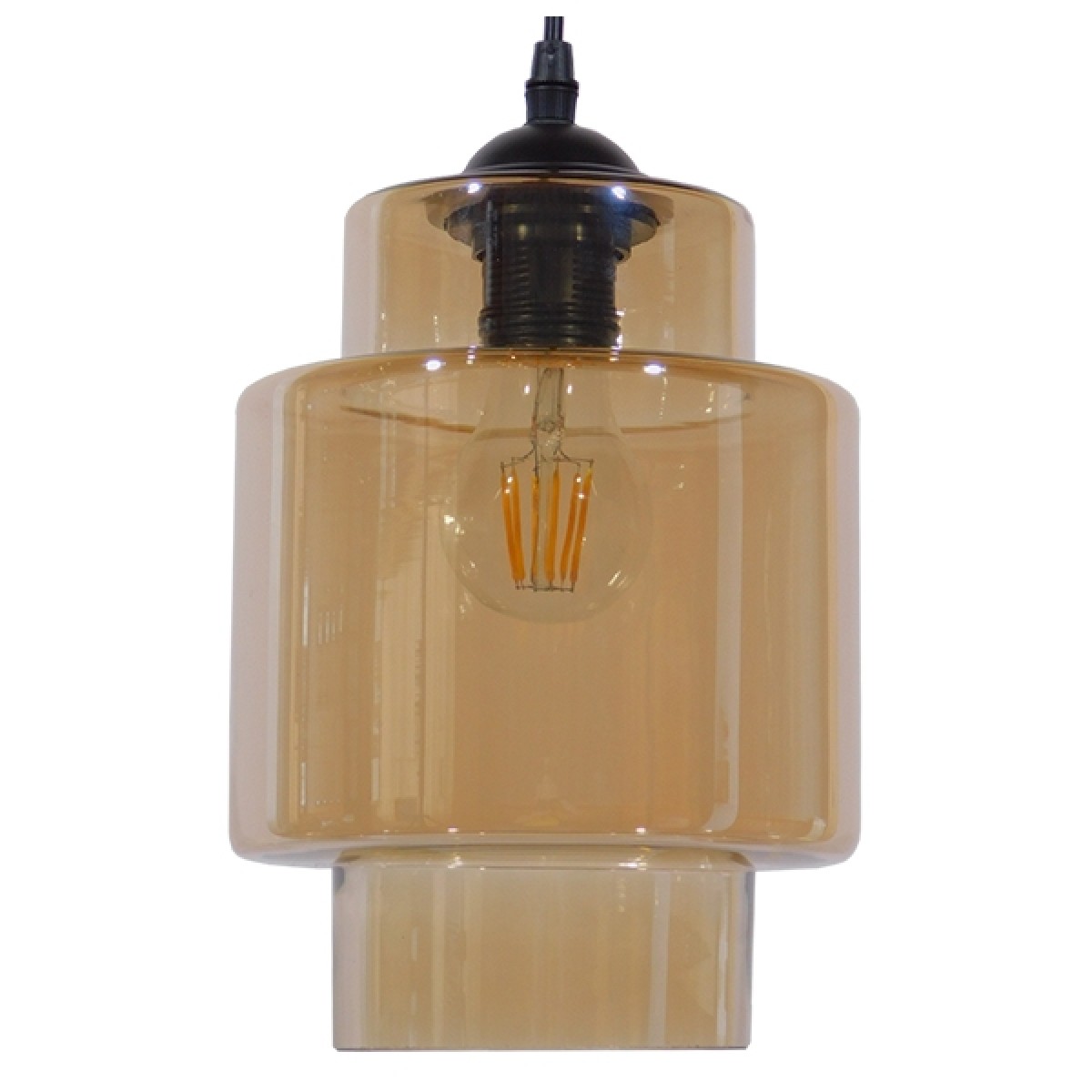 GloboStar® ASPEN 10001078 Vintage Κρεμαστό Φωτιστικό Ανάρτηση Μονόφωτο 1 x E27 IP20 Μελί Γυαλί - Μ18 x Π18 x Υ30cm