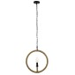 GloboStar® LINDELL 10001111 Vintage Κρεμαστό Φωτιστικό Ανάρτηση Μονόφωτο 1 x E27 IP20 Μαύρο Μέταλλο με Μπεζ Σχοινί - Μ33 x Π33 x Υ33cm