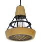 GloboStar® AKRON 10001133 Μοντέρνο Κρεμαστό Φωτιστικό Πλέγμα Μονόφωτο 1 x E27 IP20 Μπεζ Ξύλο με Μαύρο Μέταλλο - Μ19 x Π19 x Υ22cm