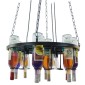 GloboStar® VINEYARD 10001139 Vintage Κρεμαστό Φωτιστικό Ανάρτηση Πολύφωτο 4 x E27 IP20 Μαύρο Μέταλλο με Διάφανο Γυαλί - Μ60 x Π60 x Υ20cm