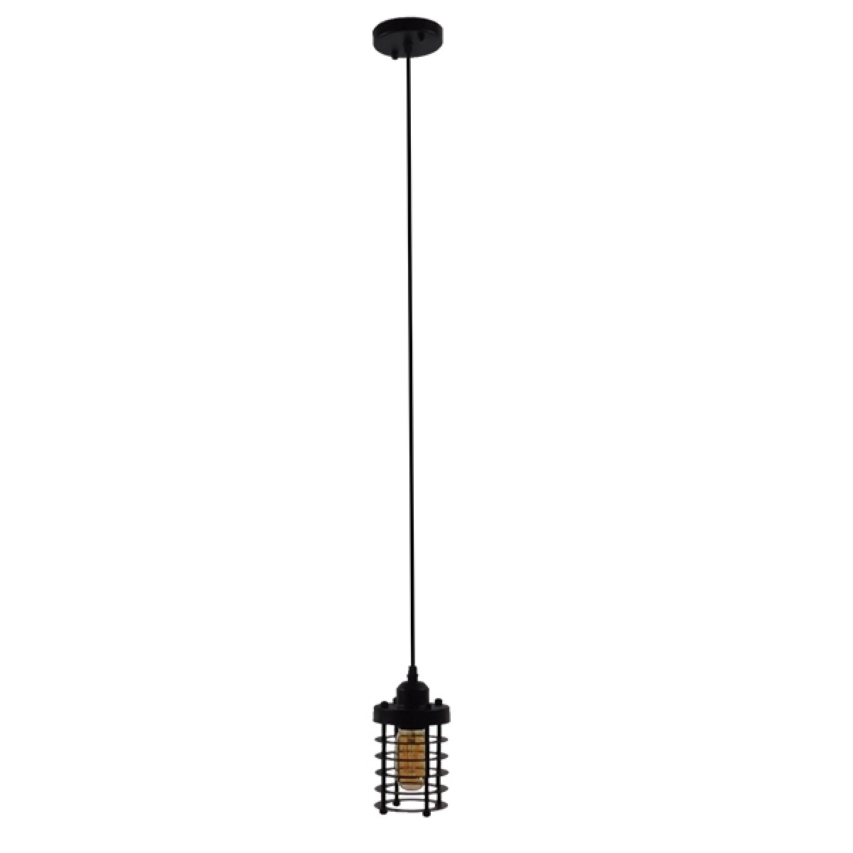 GloboStar® DARSEY 10001145 Vintage Κρεμαστό Φωτιστικό Πλέγμα Μονόφωτο 1 x E27 IP20 Μαύρο Μέταλλο - Μ10 x Π10 x Υ25cm
