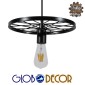 GloboStar® CASTOR 10001161 Vintage Κρεμαστό Φωτιστικό Πλέγμα Μονόφωτο 1 x E27 IP20 Μαύρο Μέταλλο - Μ30 x Π30 x Υ10cm