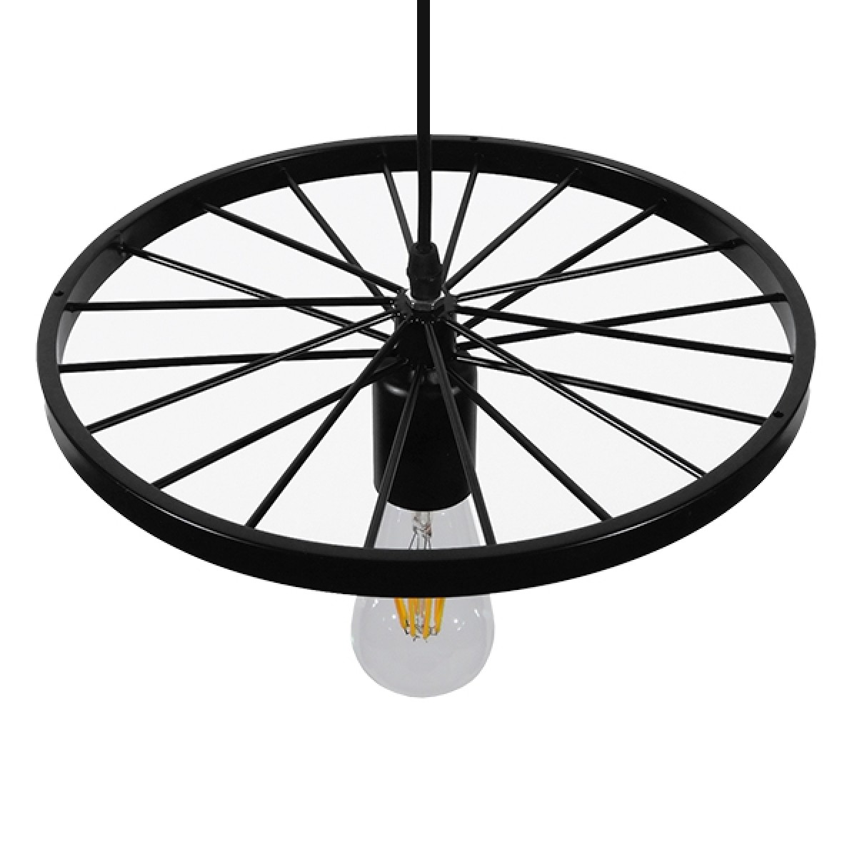 GloboStar® CASTOR 10001161 Vintage Κρεμαστό Φωτιστικό Πλέγμα Μονόφωτο 1 x E27 IP20 Μαύρο Μέταλλο - Μ30 x Π30 x Υ10cm