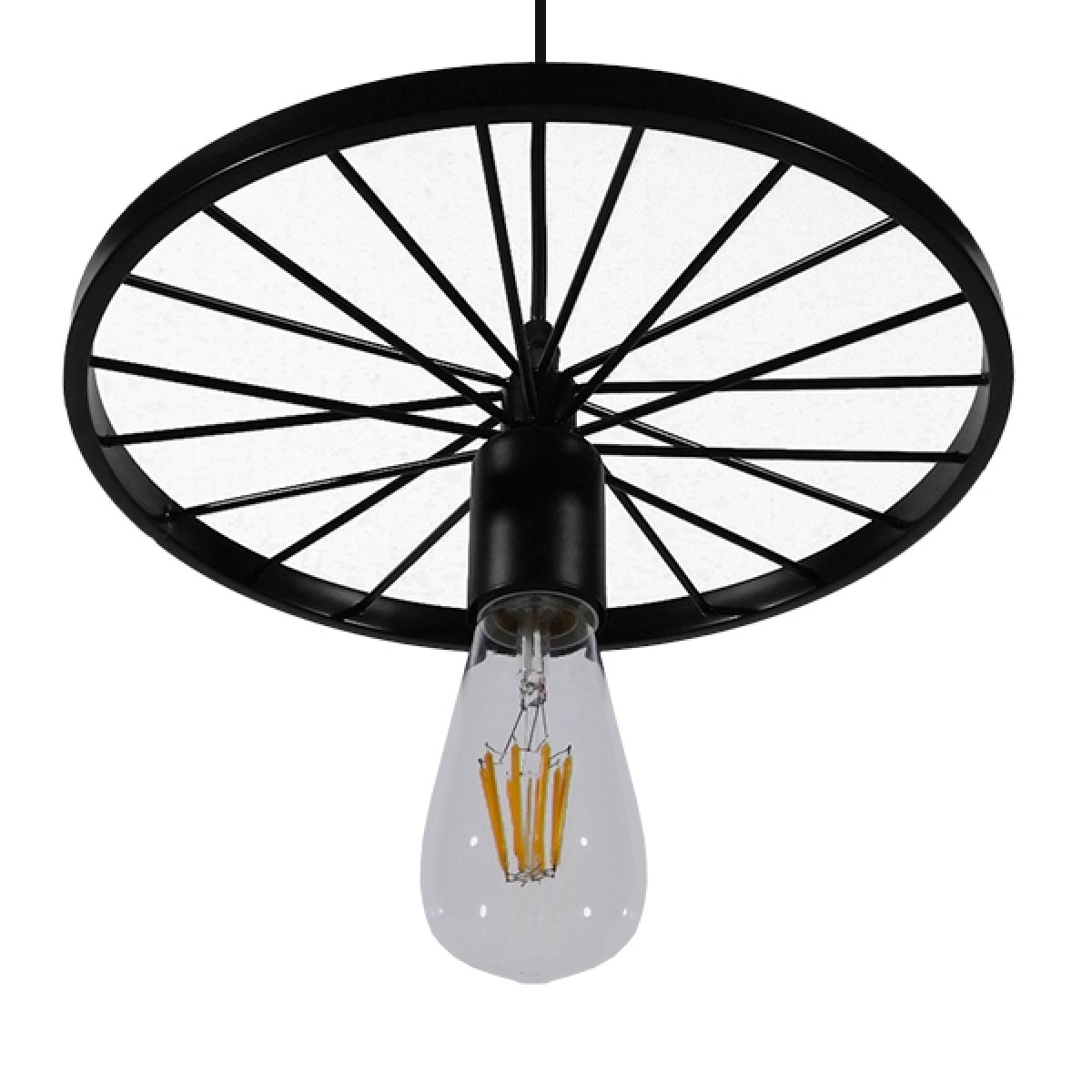 GloboStar® CASTOR 10001161 Vintage Κρεμαστό Φωτιστικό Πλέγμα Μονόφωτο 1 x E27 IP20 Μαύρο Μέταλλο - Μ30 x Π30 x Υ10cm