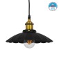 GloboStar® MARGI 10001166 Vintage Κρεμαστό Φωτιστικό Καμπάνα Μονόφωτο 1 x E27 IP20 Μαύρο & Χρυσό Μέταλλο - Μ25 x Π25 x Υ15cm