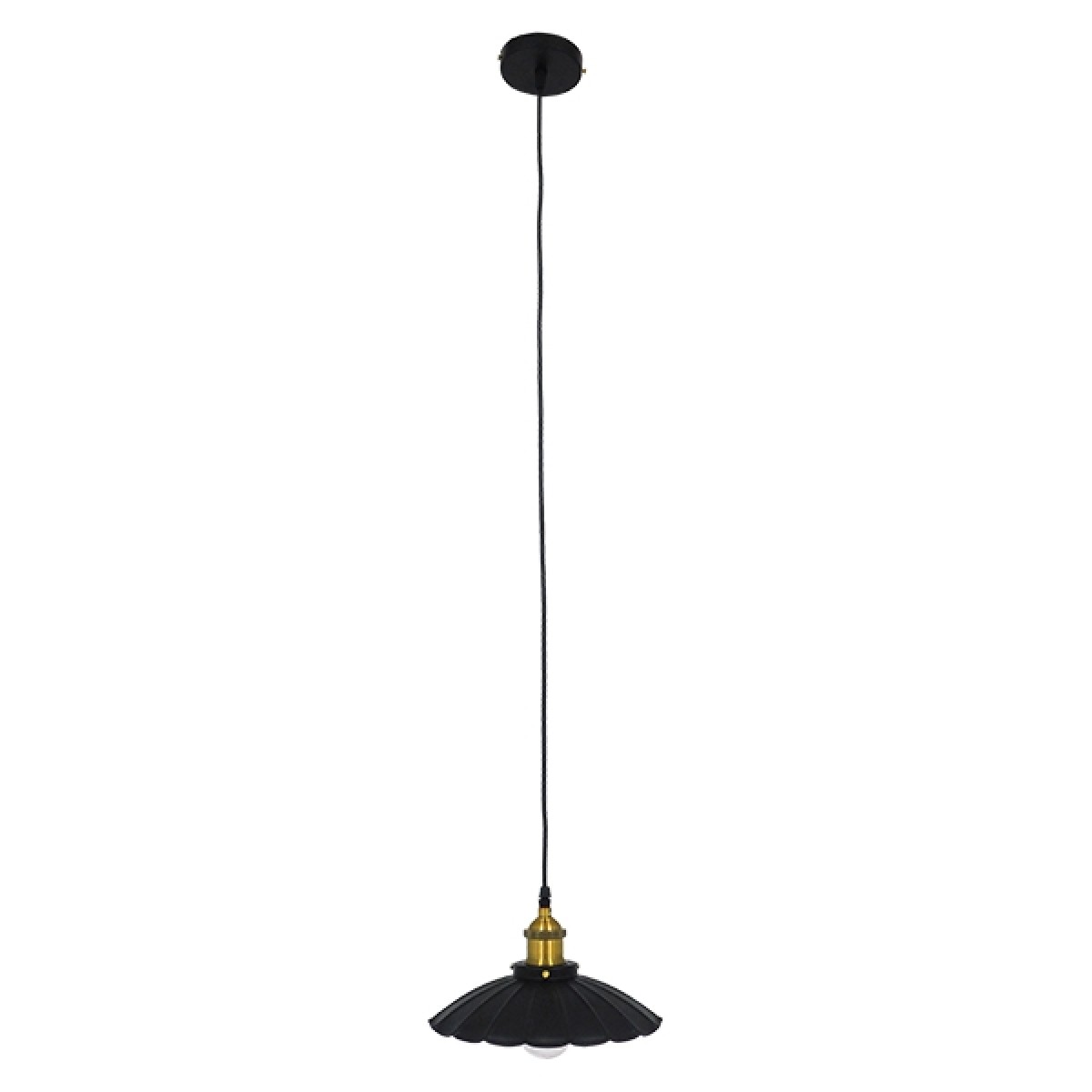 GloboStar® MARGI 10001166 Vintage Κρεμαστό Φωτιστικό Καμπάνα Μονόφωτο 1 x E27 IP20 Μαύρο & Χρυσό Μέταλλο - Μ25 x Π25 x Υ15cm