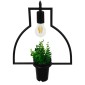 GloboStar® FLOWERPOT 10001209 Μοντέρνο Κρεμαστό Φωτιστικό Ανάρτηση Μονόφωτο 1 x E27 IP20 Μαύρο Μέταλλο με Πράσινο Πλαστικό - Μ34 x Π34 x Y34cm