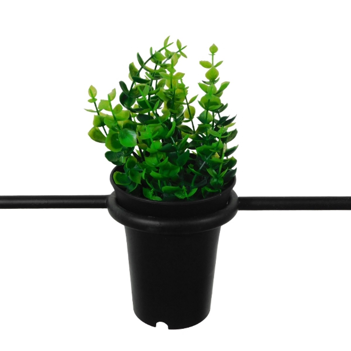 GloboStar® FLOWERPOT 10001209 Μοντέρνο Κρεμαστό Φωτιστικό Ανάρτηση Μονόφωτο 1 x E27 IP20 Μαύρο Μέταλλο με Πράσινο Πλαστικό - Μ34 x Π34 x Y34cm