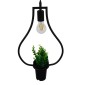 GloboStar® FLOWERPOT 10001210 Μοντέρνο Κρεμαστό Φωτιστικό Ανάρτηση Μονόφωτο 1 x E27 IP20 Μαύρο Μέταλλο με Πράσινο Πλαστικό - Μ27 x Π27 x Υ40cm