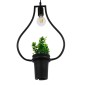 GloboStar® FLOWERPOT 10001210 Μοντέρνο Κρεμαστό Φωτιστικό Ανάρτηση Μονόφωτο 1 x E27 IP20 Μαύρο Μέταλλο με Πράσινο Πλαστικό - Μ27 x Π27 x Υ40cm