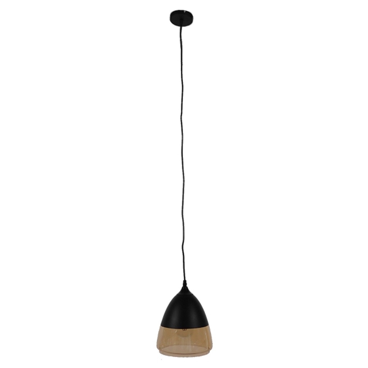GloboStar® OLIVER 10001231 Vintage Κρεμαστό Φωτιστικό Καμπάνα Μονόφωτο 1 x E27 Μαύρο Μέταλλο με Μελί Γυαλί - Μ20 x Π20 x Υ21cm