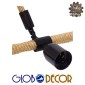 GloboStar® MALVERN 10001239 Vintage Κρεμαστό Φωτιστικό Ανάρτηση Μονόφωτο 1 x E27 IP20 Μαύρο Μέταλλο με Μπεζ Σχοινί - Μ34 x Π22 x Υ34cm