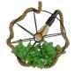 GloboStar® BRADLEY 10001328 Vintage Κρεμαστό Φωτιστικό Πλέγμα Μονόφωτο 1 x E27 IP20 Μπεζ Σχοινί, Πράσινο Πλαστικό με Μαύρο Μέταλλο - Μ33 x Π33 x Υ33cm