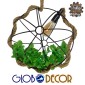 GloboStar® BRADLEY 10001329 Vintage Κρεμαστό Φωτιστικό Πλέγμα Μονόφωτο 1 x E27 IP20 Μπεζ Σχοινί, Πράσινο Πλαστικό με Μαύρο Μέταλλο - Μ42 x Π42 x Υ42cm