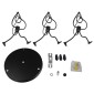 GloboStar® FIGURE 10001655 Παιδικό Κρεμαστό Φωτιστικό Φιγούρα Τρίφωτο 3 x E27 IP20 Μαύρο Μέταλλο - Μ45 x Π45 x Υ40cm