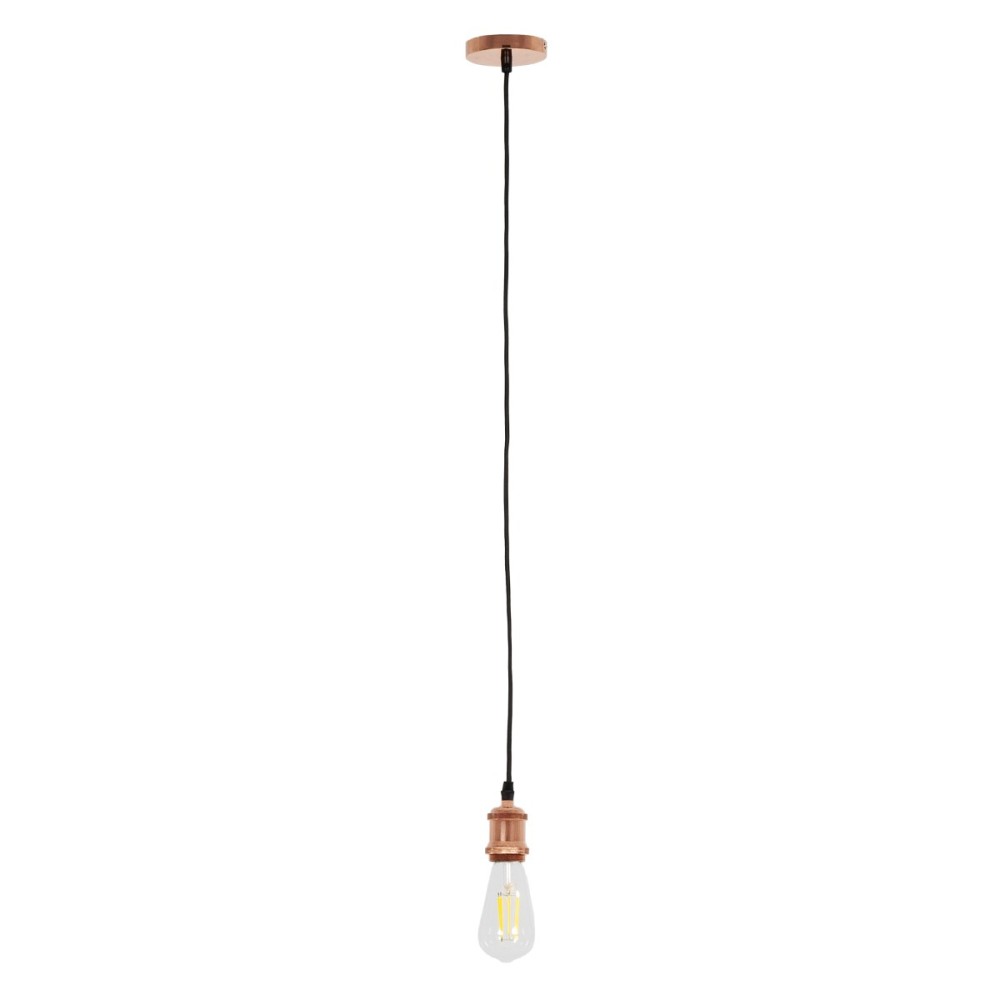 GLOBOSTAR® SUSPENS 115101 Vintage Κρεμαστό Φωτιστικό Οροφής με Ντουί 1 x E27 AC 220-240V IP20 - Ασημί & Πορτοκαλί - Μ10 x Π10 x Y97cm