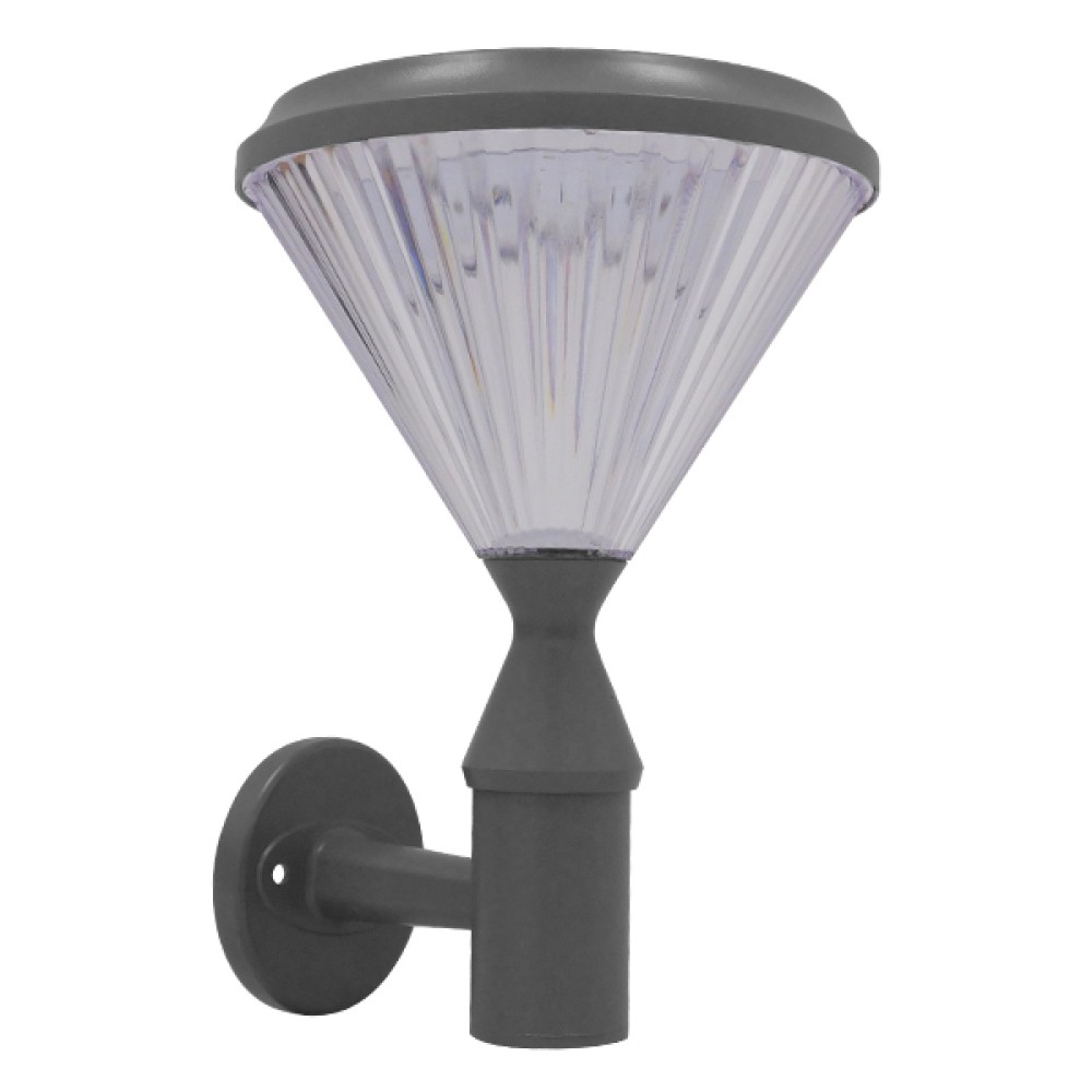 GLOBOSTAR® SOLARTIS 12125 Φωτιστικό Κολωνάκι Κήπου LED 10W 1000lm 180° με Ενσωματωμένο Φωτοβολταϊκό Panel 6V 5W & Επαναφορτιζόμενη Μπαταρία Li-ion 3.2V 6000mAh με Αισθητήρα Ημέρας-Νύχτας Αδιάβροχο IP65 Ψυχρό Λευκό 6000K - Γκρι Ανθρακί - Μ26 x Π26 x Υ3