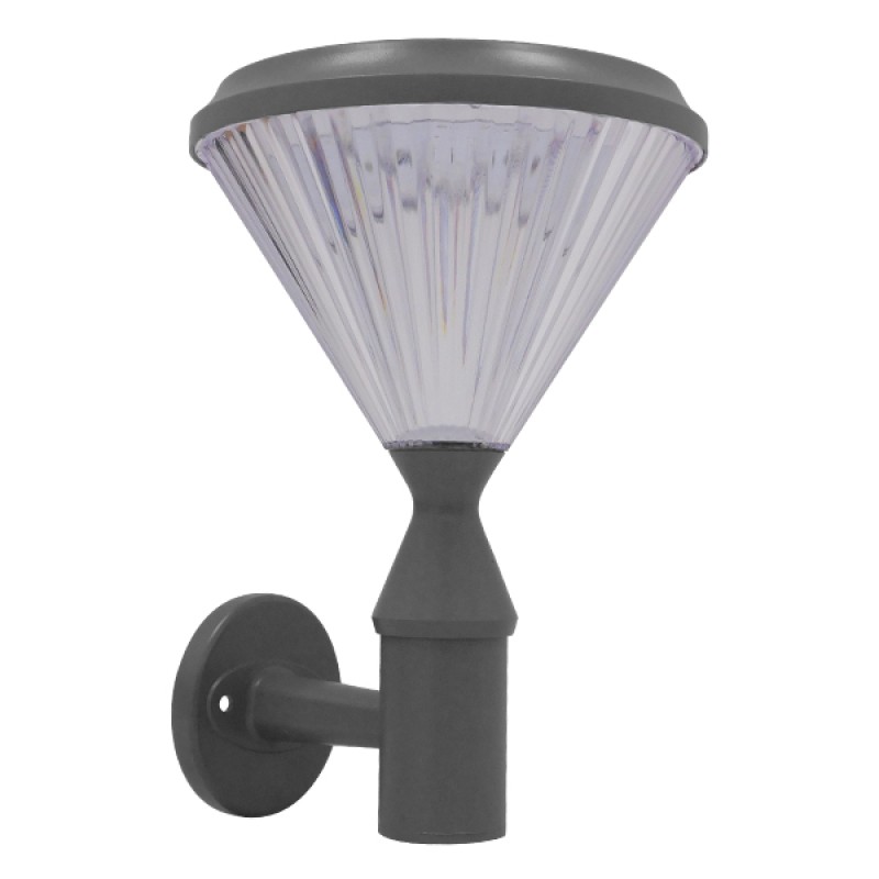 GLOBOSTAR® SOLARTIS 12125 Φωτιστικό Κολωνάκι Κήπου LED 10W 1000lm 180° με Ενσωματωμένο Φωτοβολταϊκό Panel 6V 5W & Επαναφορτιζόμενη Μπαταρία Li-ion 3.2V 6000mAh με Αισθητήρα Ημέρας-Νύχτας Αδιάβροχο IP65 Ψυχρό Λευκό 6000K - Γκρι Ανθρακί - Μ26 x Π26 x Υ3