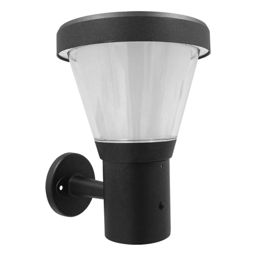 GLOBOSTAR® SOLARTIS 12126 Φωτιστικό Κολωνάκι Κήπου LED 10W 1000lm 180° με Ενσωματωμένο Φωτοβολταϊκό Panel ?V ?W & Επαναφορτιζόμενη Μπαταρία Li-ion ?V 12000mAh με Αισθητήρα Ημέρας-Νύχτας Αδιάβροχο IP65 Ψυχρό Λευκό 6000K - Γκρι Ανθρακί - Μ24 x Π32 x Υ28