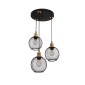 GloboStar® VIVIDUS 201-0020 Vintage Κρεμαστό Φωτιστικό Πλέγμα Τρίφωτο 3 x E27 IP20 Μαύρο και Χρυσό Μέταλλο - Μ32 x Π32 x Υ70cm