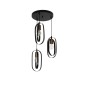GloboStar® SPARKIO 201-0025 Vintage Κρεμαστό Φωτιστικό Πλέγμα Τρίφωτο 3 x E27 IP20 Μαύρο με Χρυσό Μέταλλο - Μ30 x Π30 x Υ80cm