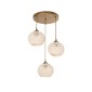GloboStar® ILLUMIO 201-0027 Vintage Κρεμαστό Φωτιστικό Μπάλα Τρίφωτο 3 x E27 IP20 Χρυσό Μέταλλο με Μπεζ Σχοινί - Μ30 x Π30 x Υ70cm