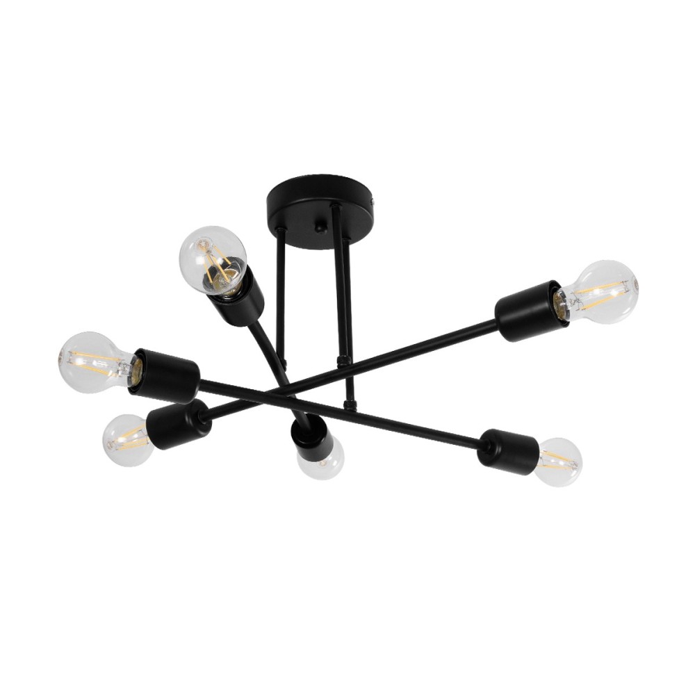 GloboStar® LAMIRA 201-0029 Μοντέρνο Φωτιστικό Οροφής Πλέγμα Πολύφωτο 6 x E27 IP20 Μαύρο Μέταλλο - Μ51 x Π51 x Υ7cm