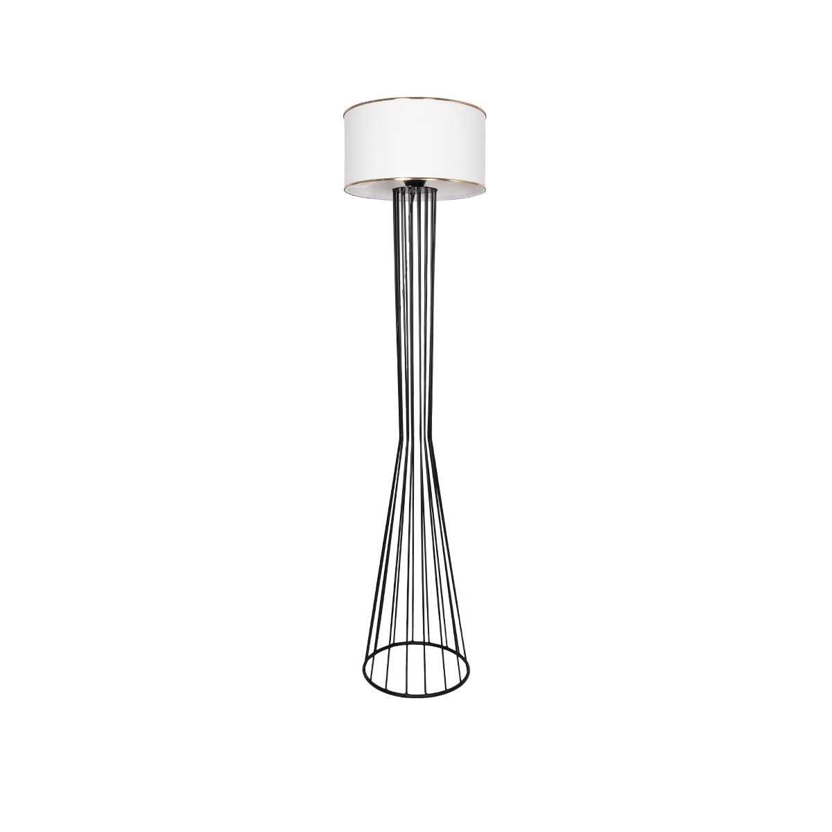 GloboStar® NOVA 201-0036 Μοντέρνο Επιδαπέδιο Φωτιστικό 1 x E27 IP20 Μαύρο Μεταλλό με Λευκό Ύφασμα - Μ38 x Π38 x Υ155cm
