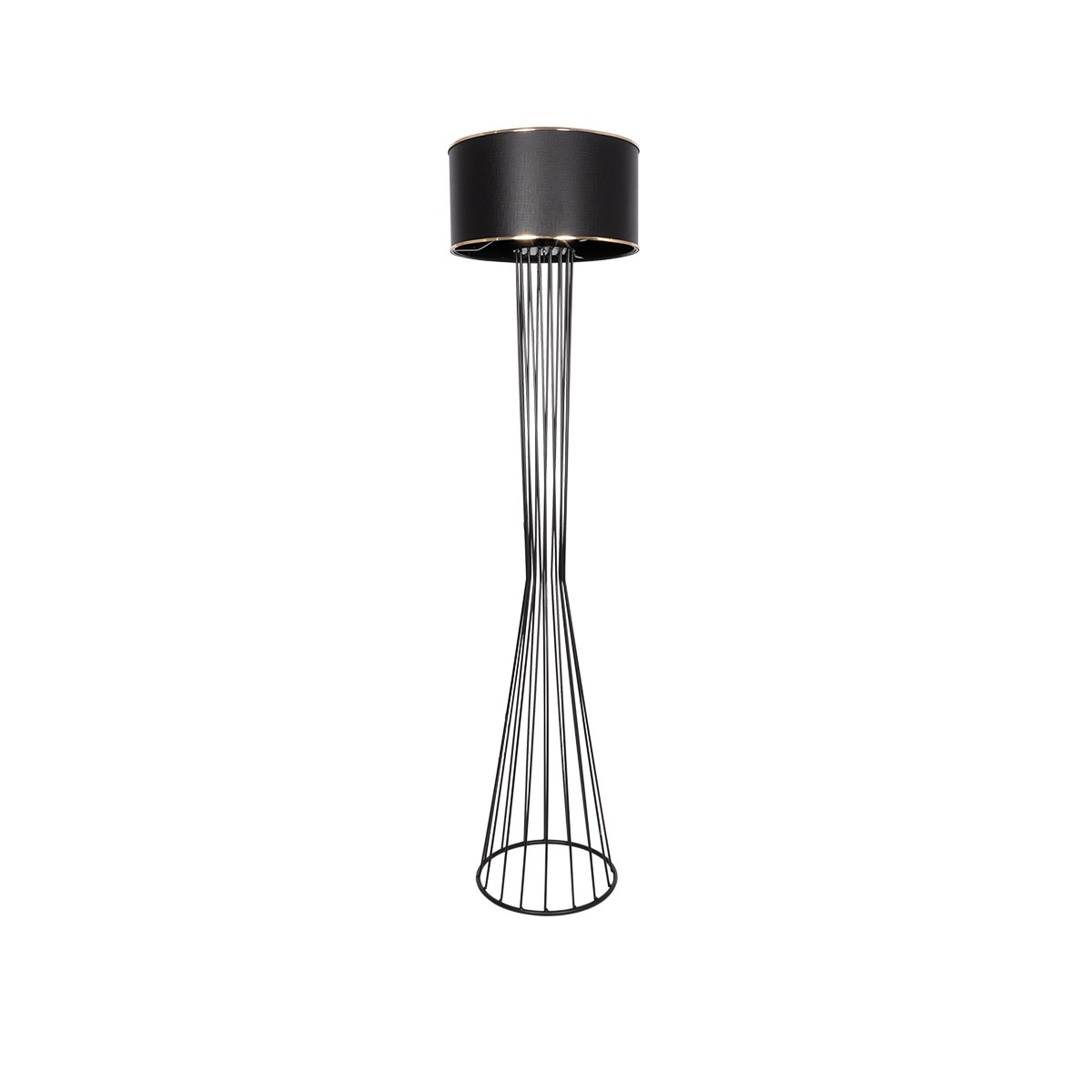 GloboStar® NOVA 201-0037 Μοντέρνο Επιδαπέδιο Φωτιστικό 1 x E27 IP20 Μαύρο Μεταλλό με Μαύρο Ύφασμα - Μ38 x Π38 x Υ155cm