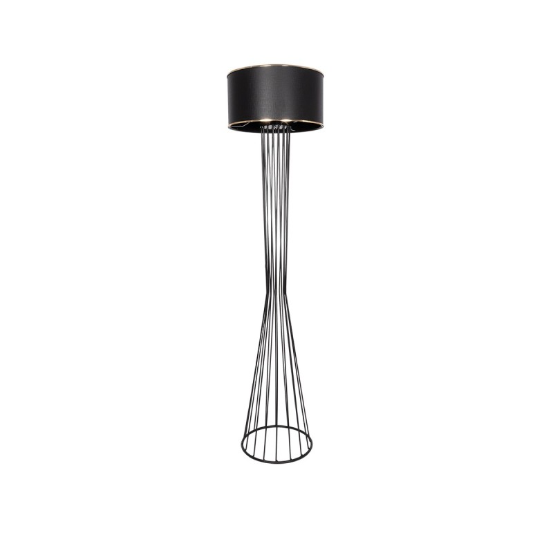 GloboStar® NOVA 201-0037 Μοντέρνο Επιδαπέδιο Φωτιστικό 1 x E27 IP20 Μαύρο Μεταλλό με Μαύρο Ύφασμα - Μ36 x Π36 x Υ148cm