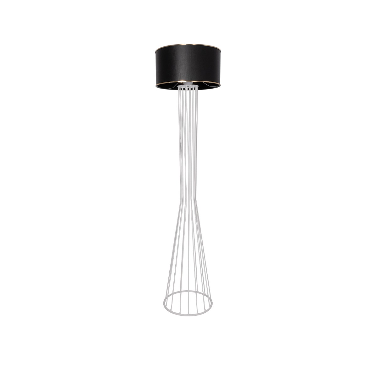 GloboStar® NOVA 201-0038 Μοντέρνο Επιδαπέδιο Φωτιστικό 1 x E27 IP20 Λευκό Μεταλλό με Μαύρο Ύφασμα - Μ38 x Π38 x Υ155cm