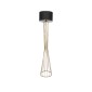 GloboStar® NOVA 201-0042 Μοντέρνο Επιδαπέδιο Φωτιστικό 1 x E27 IP20 Χρυσό Μεταλλό με Γκρί Ύφασμα - Μ38 x Π38 x Υ155cm