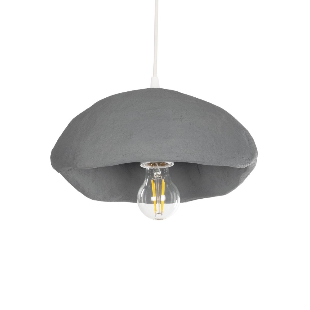 GloboStar® CONCRETE 201-0047 Μοντέρνο Κρεμαστό Φωτιστικό Καμπάνα Μονόφωτο 1 x E27 IP20 Γκρι Πολυστερίνη με Γκρι Ρητίνη - Μ31 x Π29 x Υ70cm