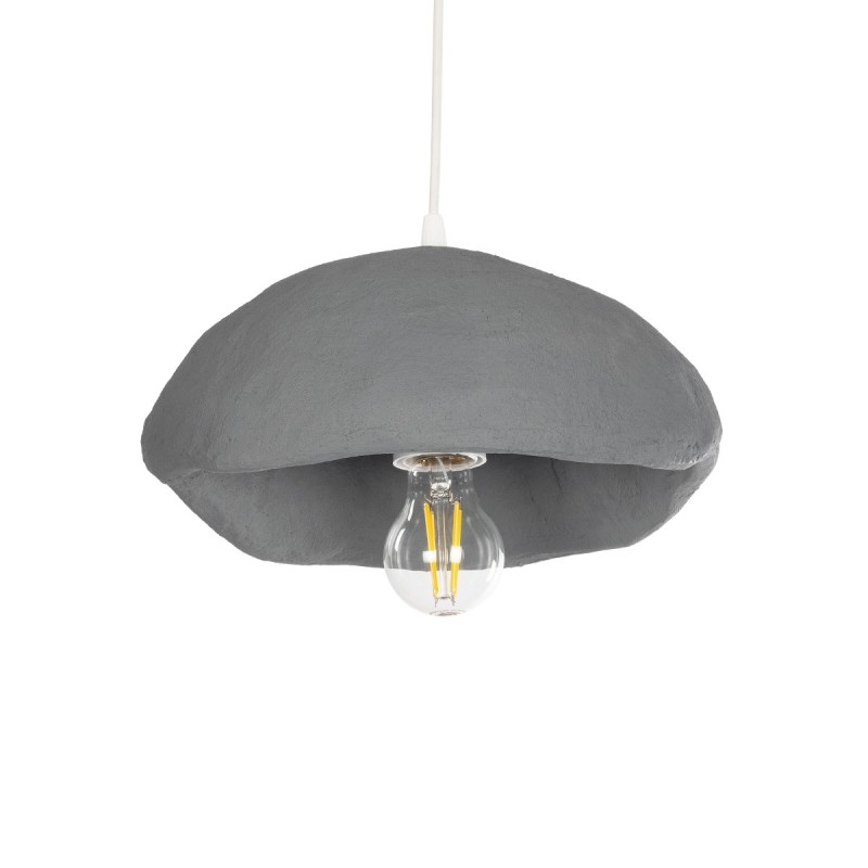 GloboStar® CONCRETE 201-0047 Μοντέρνο Κρεμαστό Φωτιστικό Καμπάνα Μονόφωτο 1 x E27 IP20 Γκρι Πολυστερίνη με Γκρι Ρητίνη - Μ31 x Π29 x Υ70cm