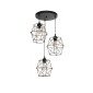 GloboStar® RAYLO 201-0048 Vintage Κρεμαστό Φωτιστικό Πλέγμα Τριφωτο 3 x E27 IP20 Mεταλλικό Μαύρο με Μπεζ Σχοινί - Μ30 x Π30 x Υ70cm