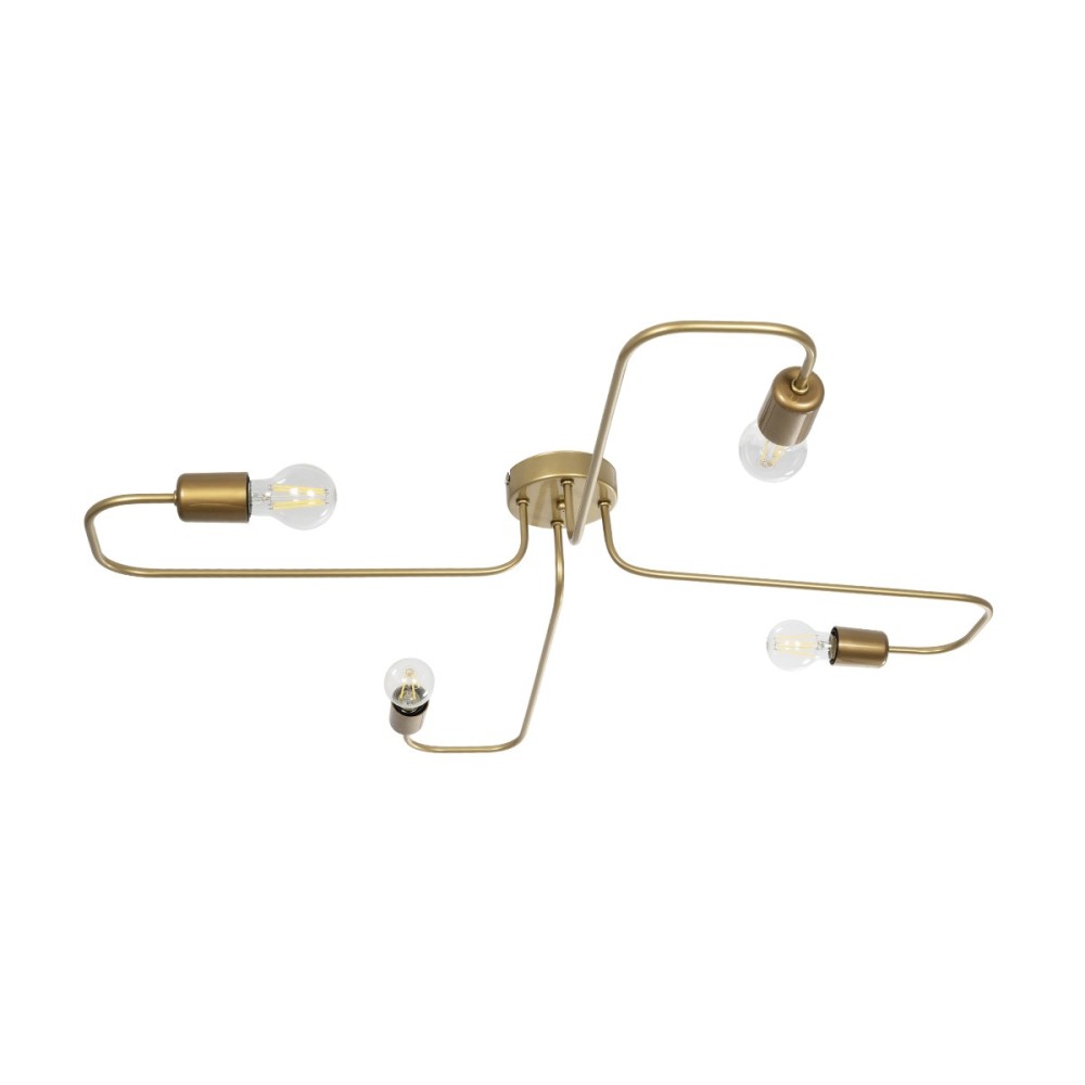 GloboStar® MOORNA 201-0065 Vintage Φωτιστικό Οροφής Πλέγμα Πολύφωτο 4 x E27 IP20 Χρυσό Μέταλλο - Μ97 x Π97 x Υ7cm