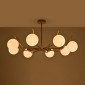 GloboStar® CANTILIER 201-0076 Vintage Φωτιστικό Οροφής Μπάλα Πολύφωτο 8 x E27 IP20 Χρυσό Μέταλλο με Γαλακτερό Γυαλί - Μ87 x Π87 x Υ52cm