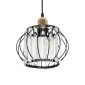 GloboStar® LUCERO 201-0078 Vintage Κρεμαστό Φωτιστικό Πλέγμα Μονόφωτο 1 x E27 IP20 Μαύρο και Χρυσό Μέταλλο - Μ16 x Π16 x Υ70cm