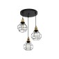 GloboStar® NOVARAY 201-0083 Vintage Κρεμαστό Φωτιστικό Πλέγμα Τρίφωτο 3 x E27 IP20 Μαύρο Μέταλλο - Μ33 x Π33 x Υ75cm