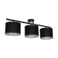 GloboStar® GLOWEN 201-0086 Vintage Φωτιστικό Οροφής Ράγα Τρίφωτο 3 x E27 IP20 Μαύρο Μέταλλο με Καφέ Υφάσμα - Μ79 x Π25 x Υ26cm