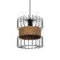 GloboStar® ORB 201-0096 Vintage Κρεμαστό Φωτιστικό Πλέγμα Μονόφωτο 1 x E27 IP20 Μαύρο Μέταλλο με Μπεζ Σχοινί - Μ28 x Π28 x Υ80cm