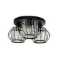 GloboStar® ILLUME 201-0100 Vintage Φωτιστικό Οροφής Κρύσταλλα Τρίφωτο 3 x E27 IP20 Μαύρο & Χρυσό Μέταλλο με Διάφανο Γυαλί - Μ35 x Π35 x Υ40cm