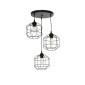 GloboStar® RAYNO 201-0108 Vintage Κρεμαστό Φωτιστικό Πλέγμα Τρίφωτο 3 x E27 IP20 Μαύρο Μέταλλο - Μ40 x Π40 x Υ60cm