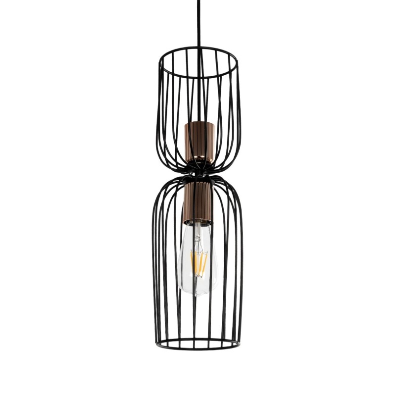 GLOBOSTAR® LAVERA 201-0024 Vintage Κρεμαστό Φωτιστικό Οροφής με Ντουί 1 x E27 AC 220-240V IP20 - Μπρονζέ & Μαύρο - Μ14 x Π14 x Υ44cm