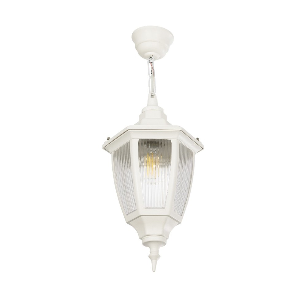 GloboStar® ENGLAND 202-0014 Vintage Κρεμαστό Φωτιστικό Φαναράκι Μονόφωτο 1 x E27 IP44 Λευκό Πλαστικό - Μ20 x Π20 x Υ35cm