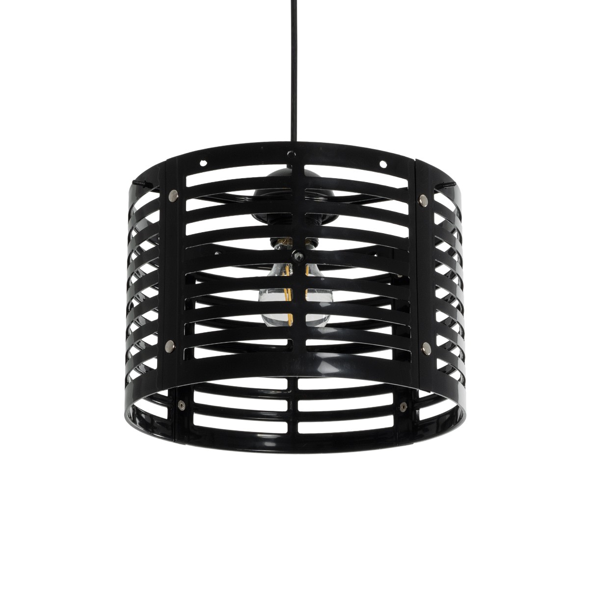 GloboStar® DOMINIC 202-0030 Μοντέρνο Κρεμαστό Φωτιστικό Καπέλο Μονόφωτο 1 x E27 IP20 Μαύρο Πλαστικό - Μ30 x Π30 x Υ70cm