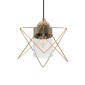 GloboStar® PLEX 202-0037 Μοντέρνο Κρεμαστό Φωτιστικό Πλέγμα Μονόφωτο 1 x E27 IP20 Χρυσό Μέταλλο με Διάφανο Γυαλί - Μ20 x Π20 x Υ70cm